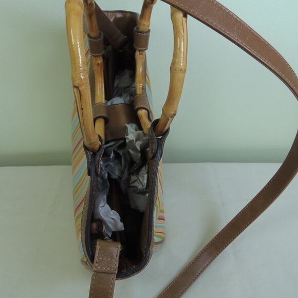 Vintage Relic Canvas Faux Bamboo Handles Haute Hippie BoHo Chic Retro Mod GoGo - Picture 8 of 11